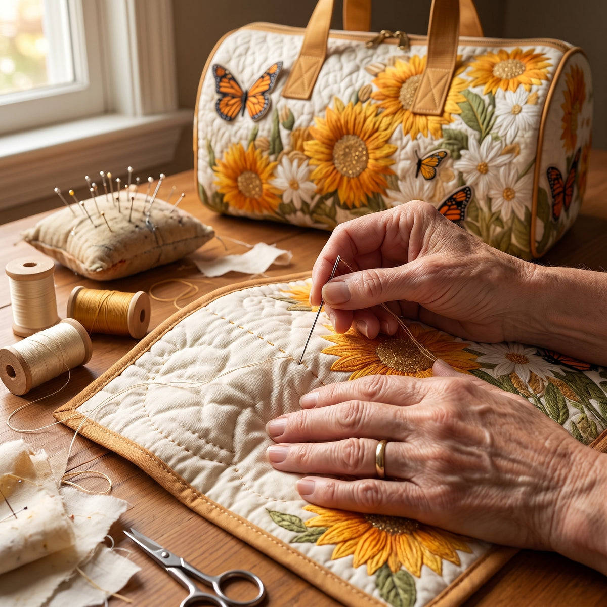 Bright Fields Quilted Duffle Bag