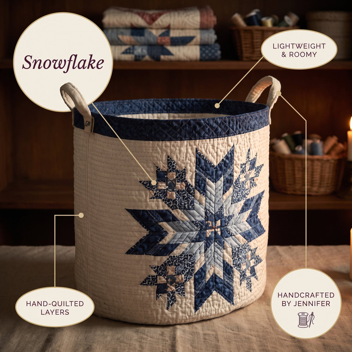 Snowflake Quilted Laundry Basket