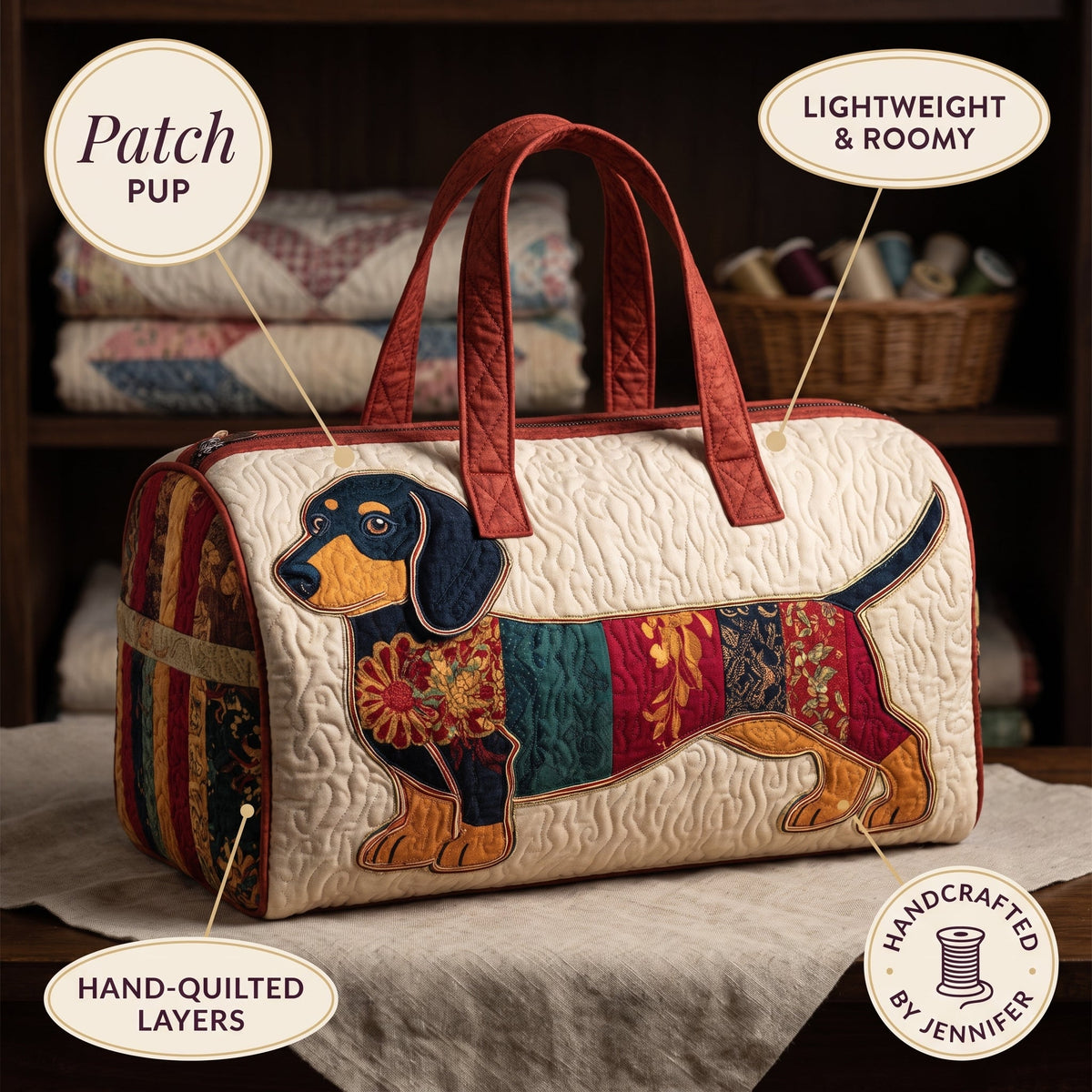 Patch Pup Quilted Duffle Bag