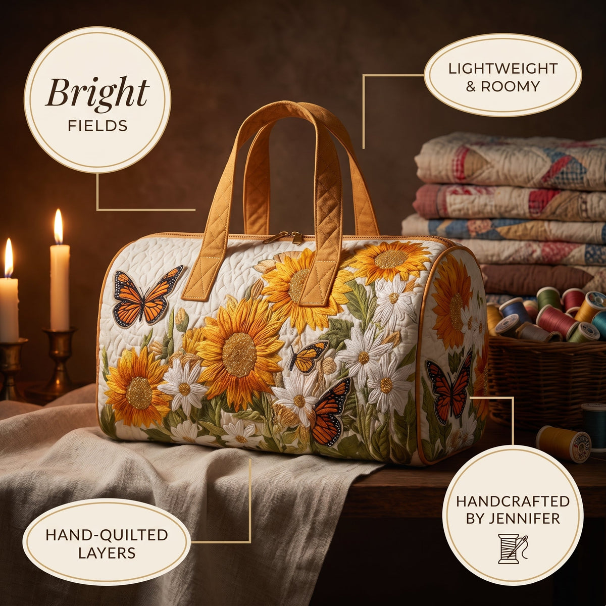 Bright Fields Quilted Duffle Bag