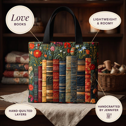 Love Books Quilted Tote Bag