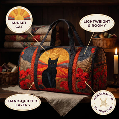 Sunset Cat Quilted Duffle Bag