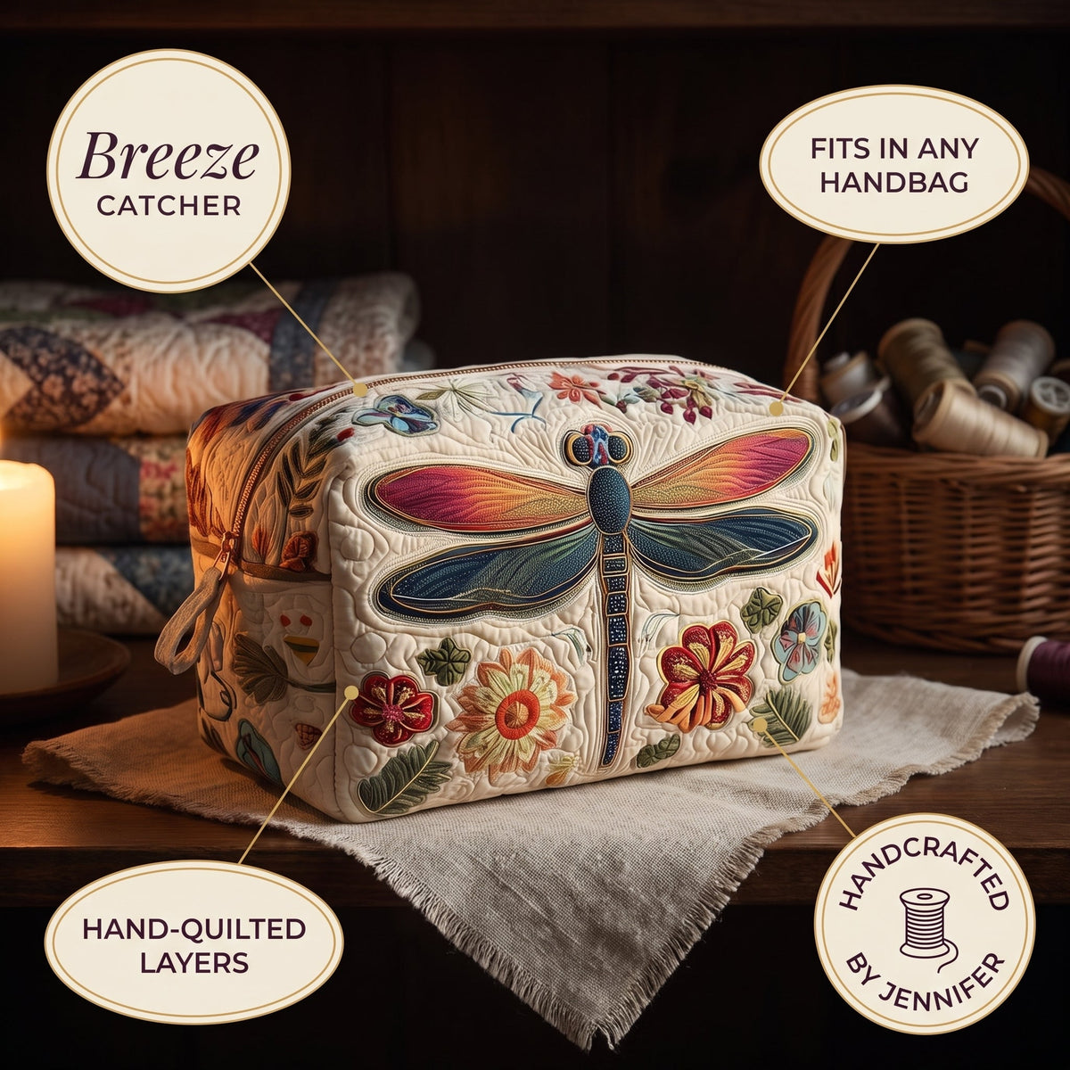 Breeze Catcher Quilted Makeup Bag