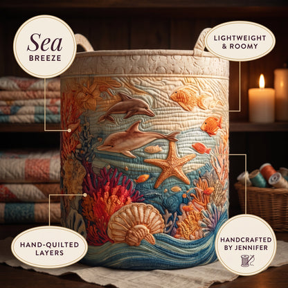 Sea Breeze Quilted Laundry Basket