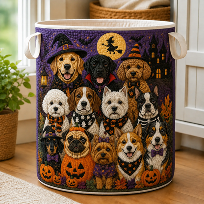 Gestoffeerde wasmand – Honden in Halloween kostuums