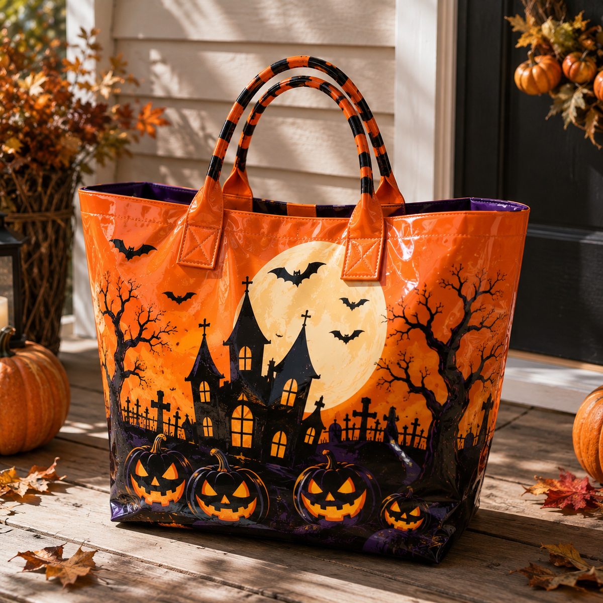 PVC-tas – Spookkasteel en pompoenlantaarns