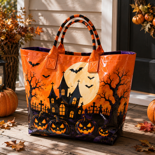 PVC-tas – Spookkasteel en pompoenlantaarns