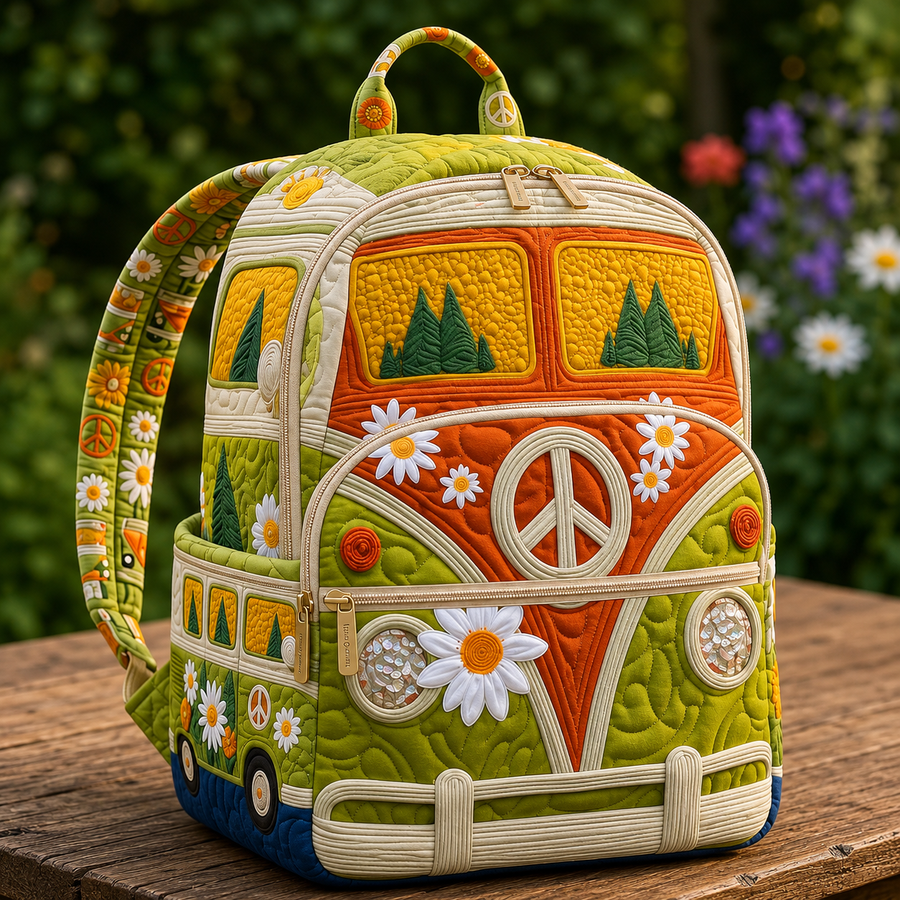 Quilted Boho Rucksack – Bus in the Woods