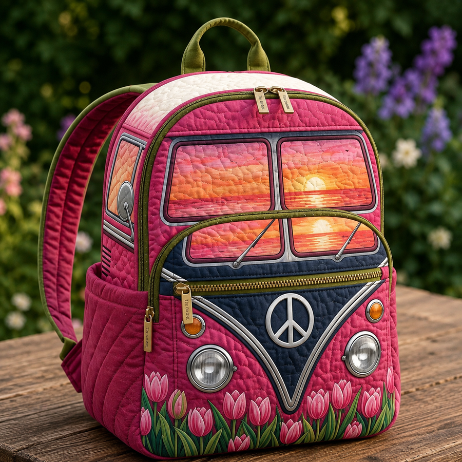 Quilted Boho Rucksack – Tulips at Dusk