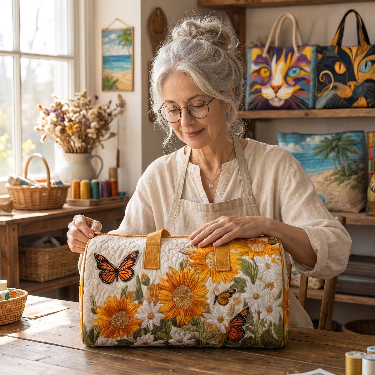 Bright Fields Quilted Duffle Bag