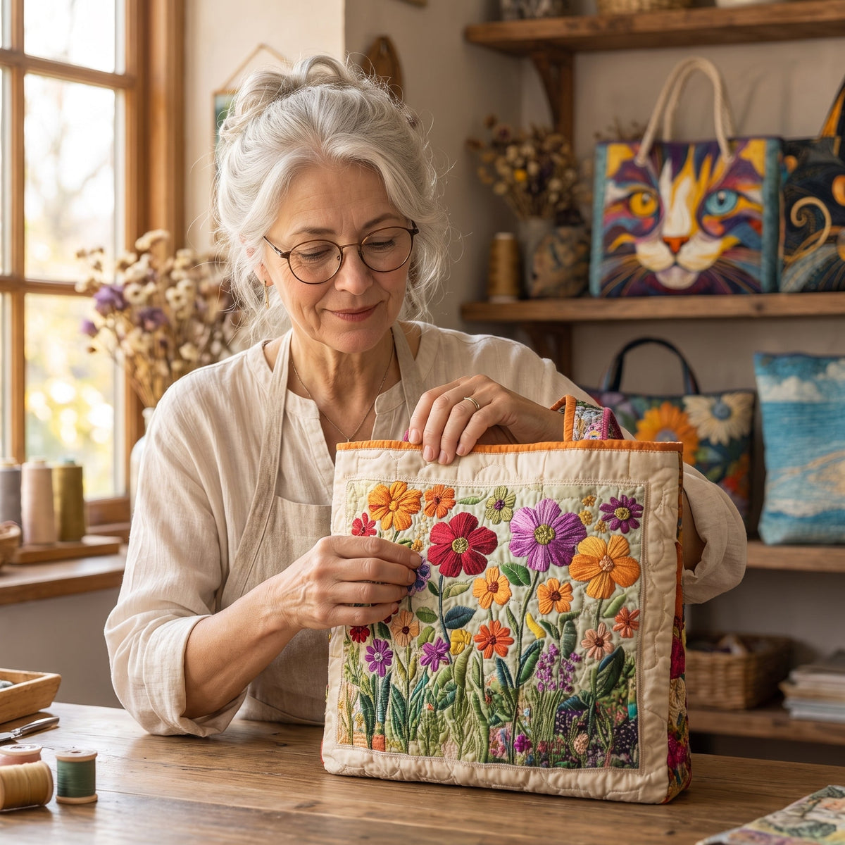 Blooming Garden Quilted Tote Bag
