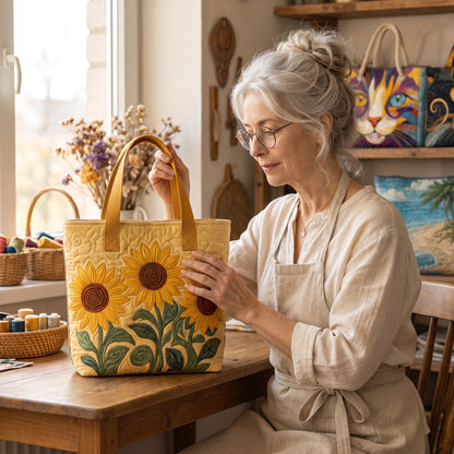 Sunny Field Quilted Tote Bag