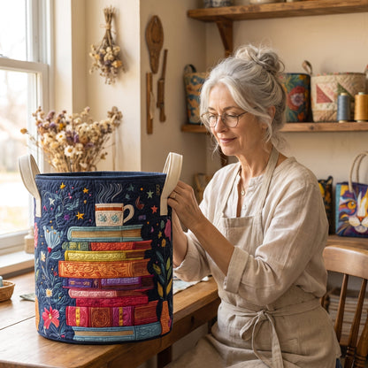 Dreamy Pages Quilted Laundry Basket