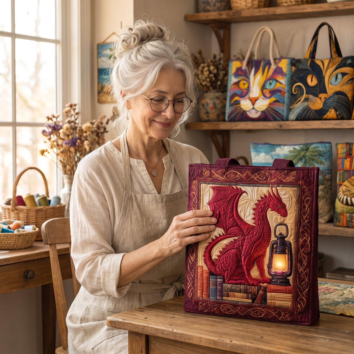 Book Guardian Quilted Tote Bag