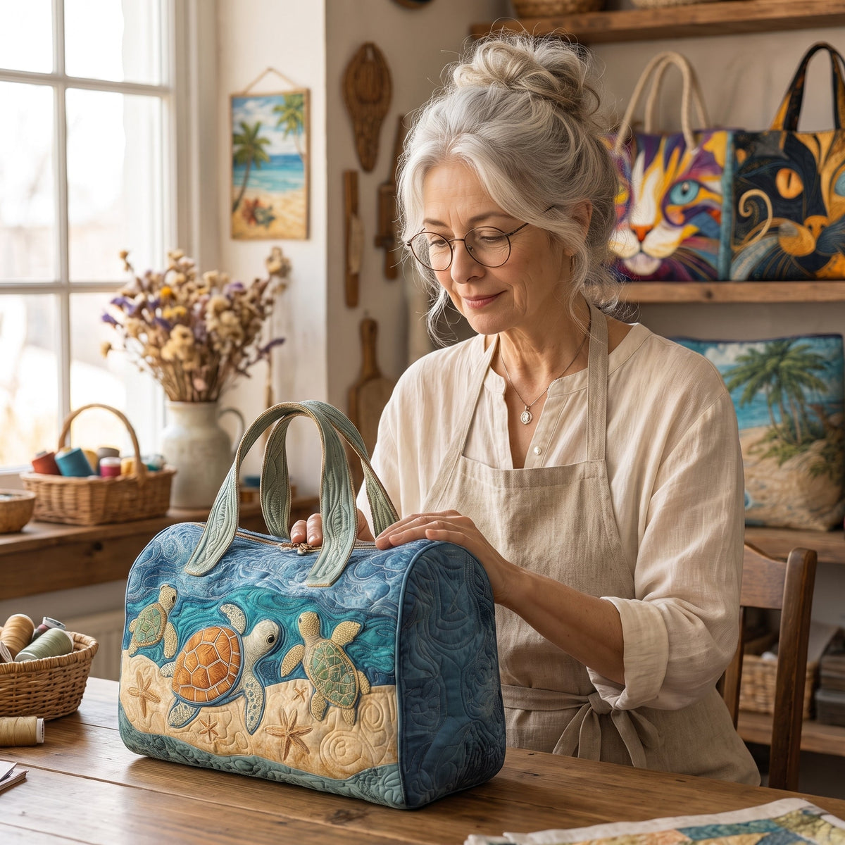 Turtly Cute Quilted Duffle Bag