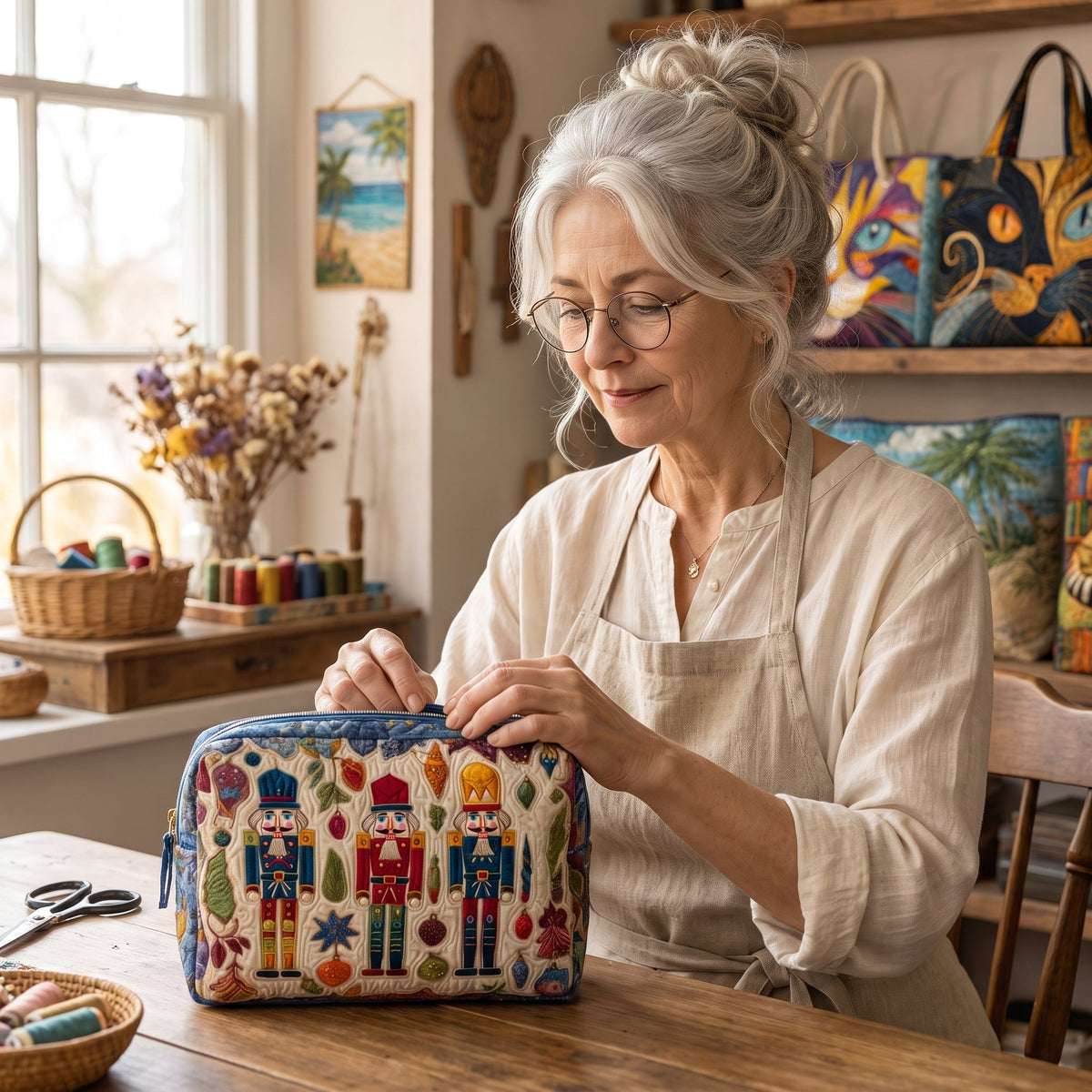 Nutcracker Glow Quilted Makeup Bag