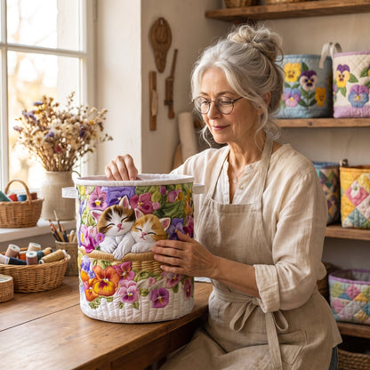 Feline Chaos Quilted Laundry Basket