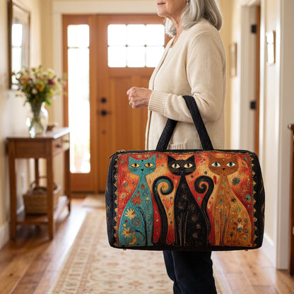 Enchanted Cats Trio Quilted Duffle Bag