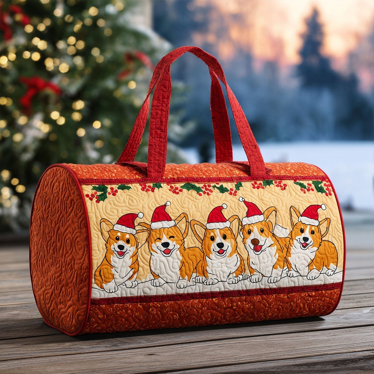 Golden Paws Glow Quilted Duffle Bag