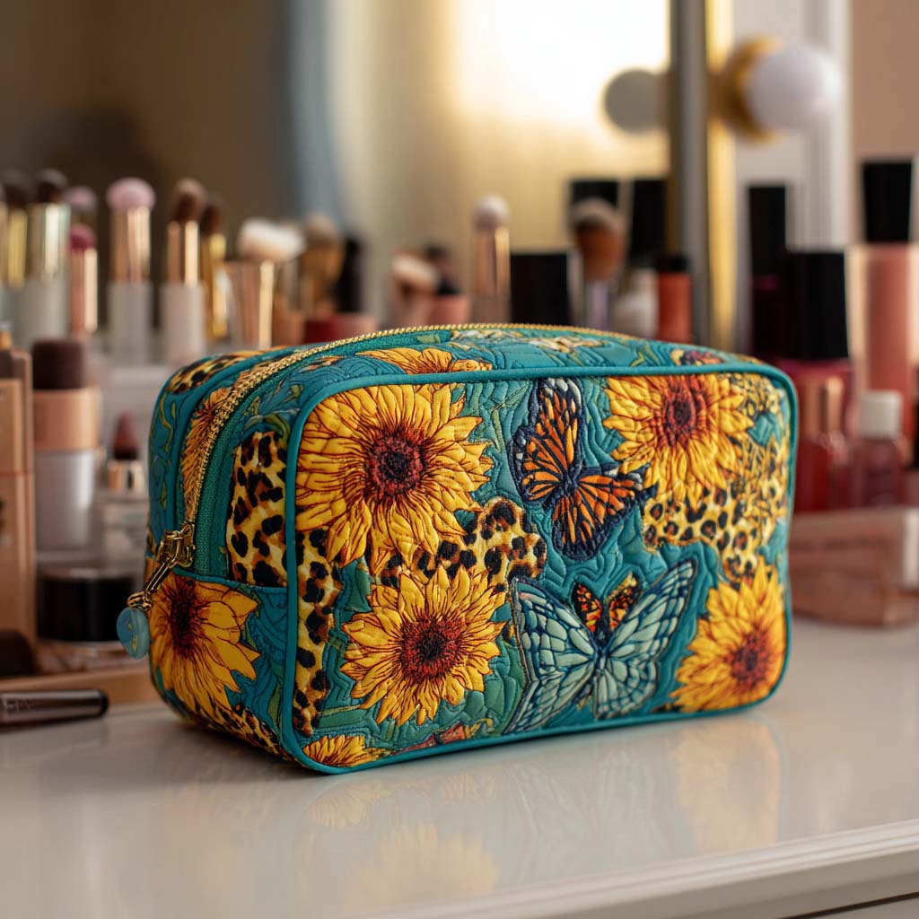 Joyful Petals Quilted Makeup Bag