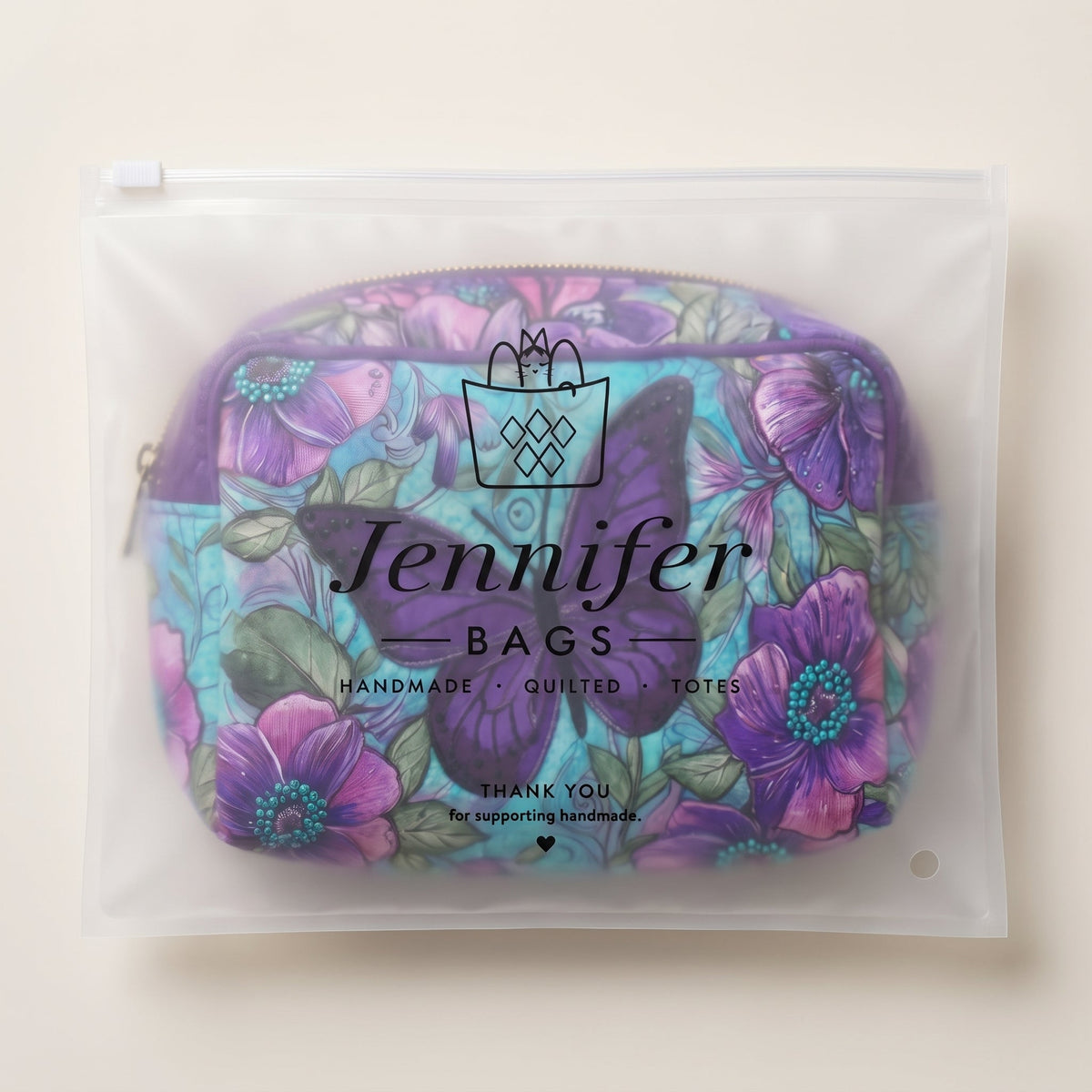 Butterfly Bloom Quilted Makeup Bag