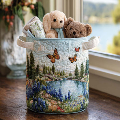 Blue Lupin Quilted Laundry Basket