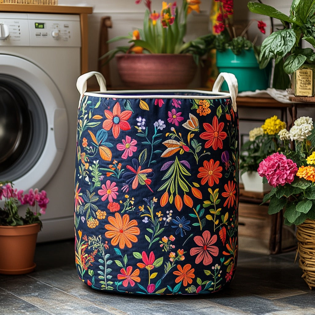 Bohemian Patchwork Quilted Laundry Basket