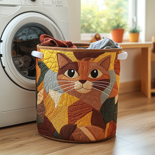 Cat Cocoon Quilted Laundry Basket