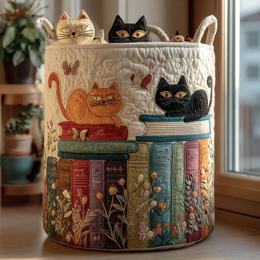 Cat Quilted Laundry Basket