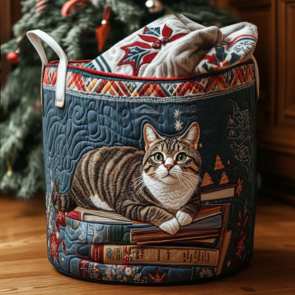 Christmas Pattern Quilted Laundry Basket