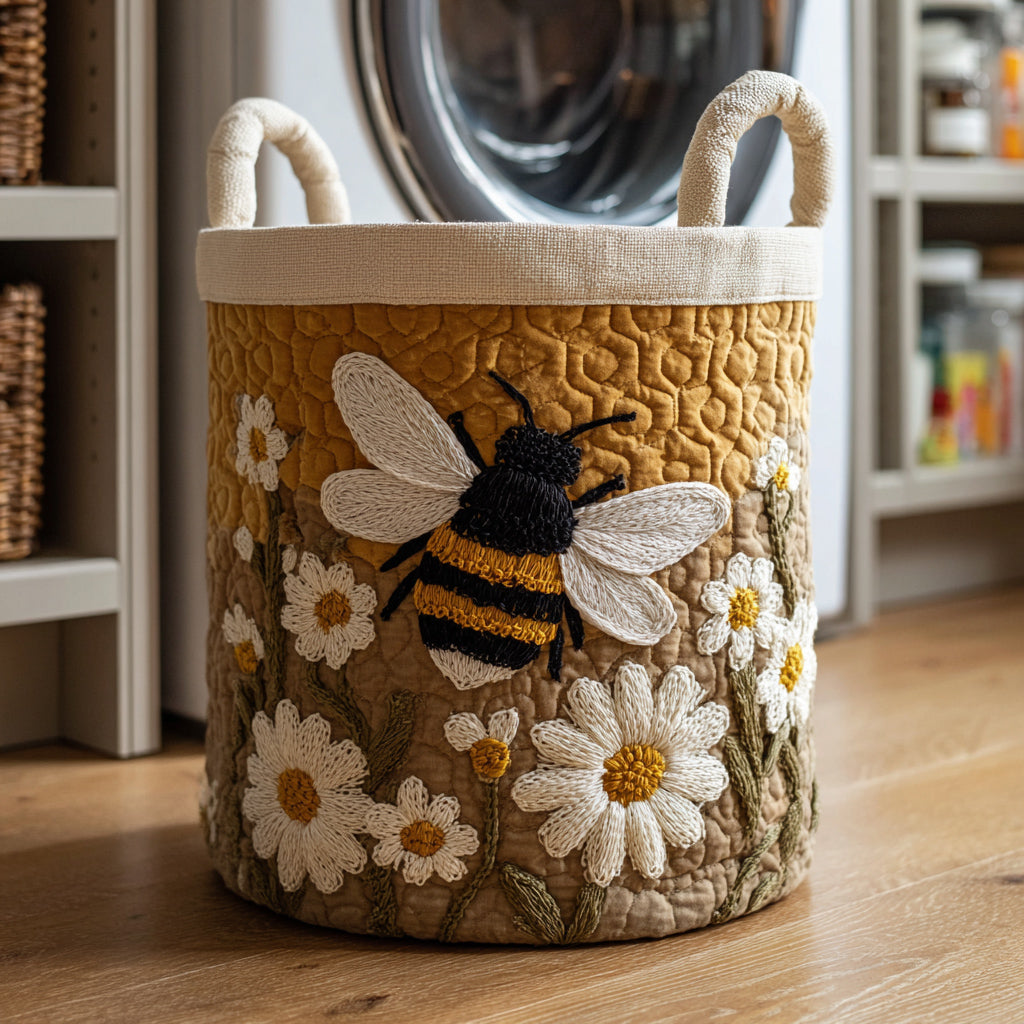 Daisy & Bee Quilted Laundry Basket