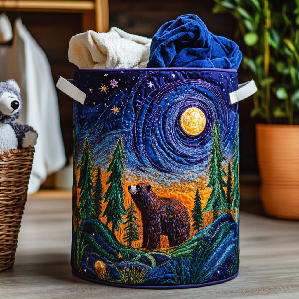 Dreamy Teddy Bear Quilted Laundry Basket