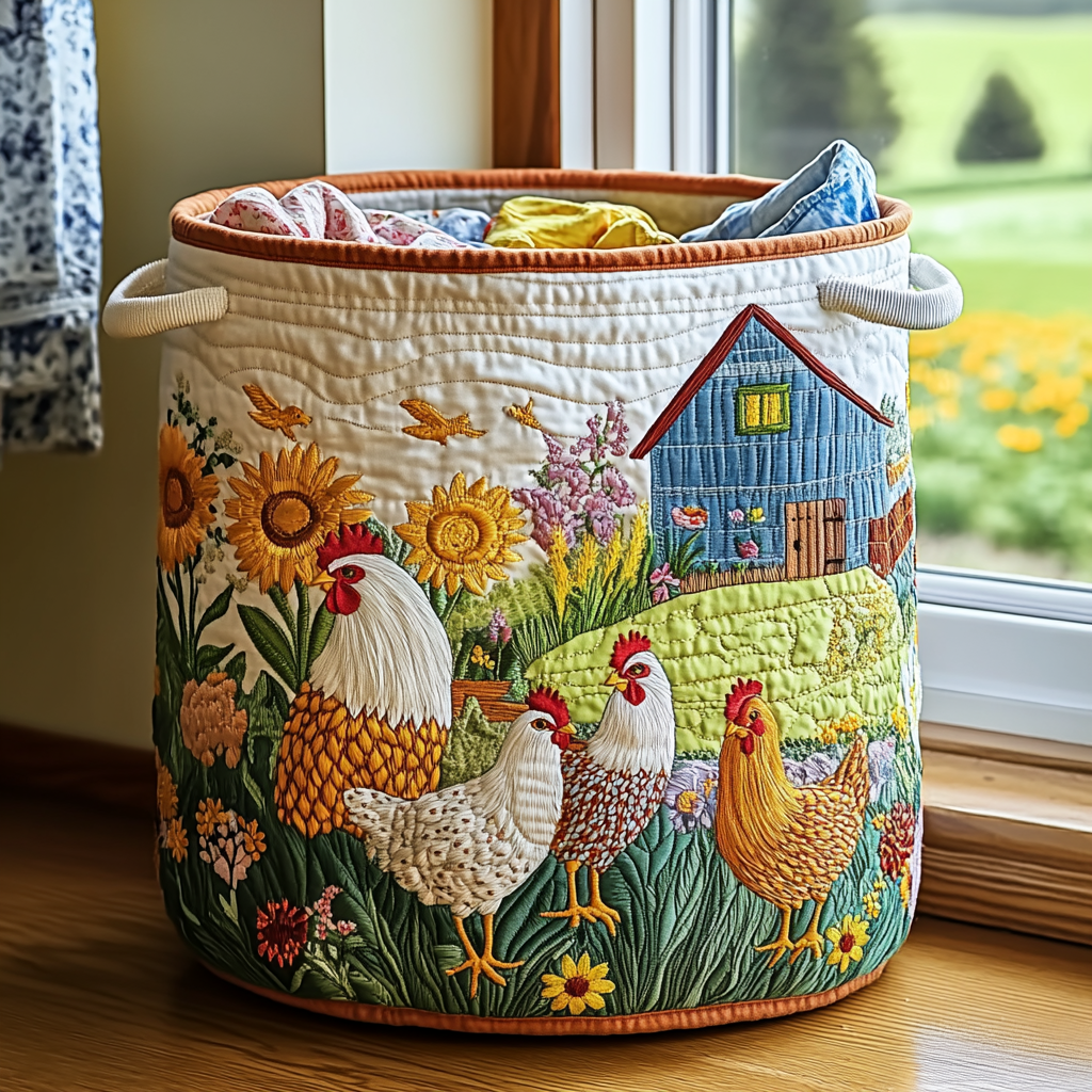 Farmhouse Quilted Laundry Basket