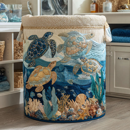 Glossy Shells Quilted Laundry Basket