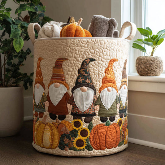 Gnome in the Pumpkin Patch Quilted Laundry Basket