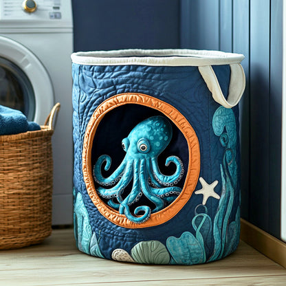 Hidden Octopus Quilted Laundry Basket