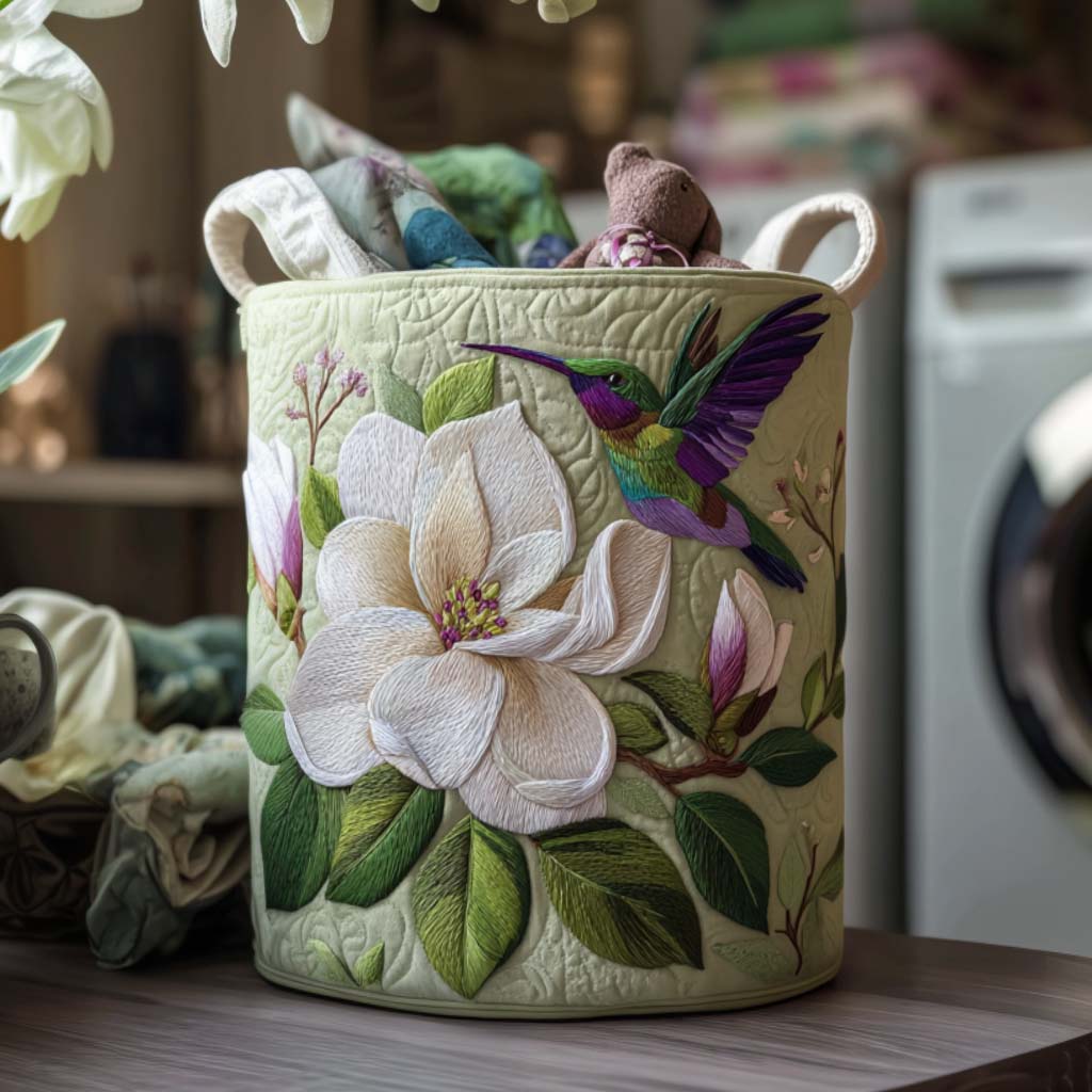 Hummingbird Quilted Laundry Basket