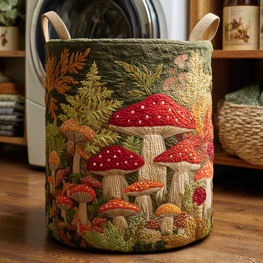 Mushroom Forest Quilted Laundry Basket