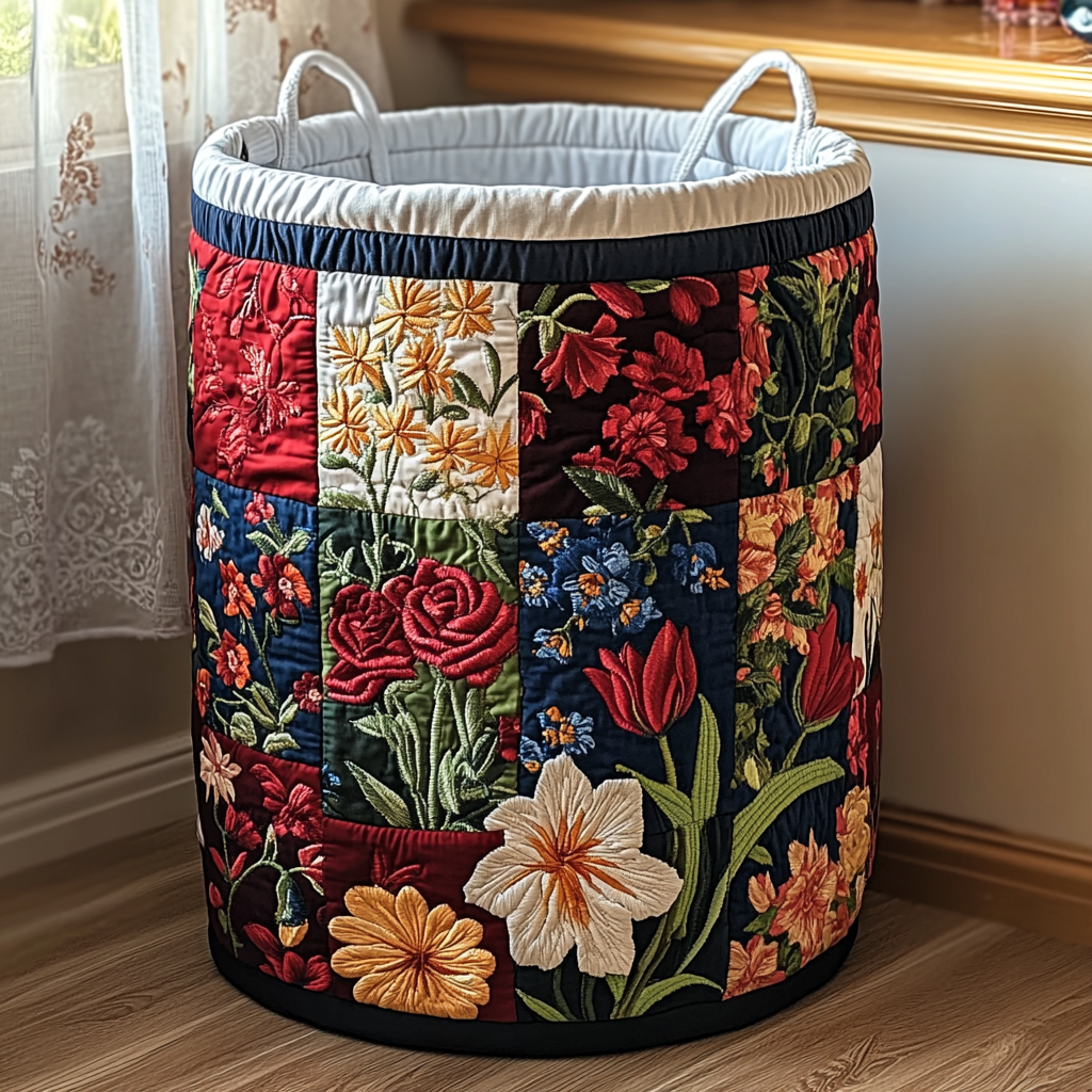 Petals Quilted Laundry Basket