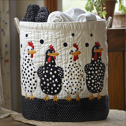 Polka Dots Quilted Laundry Basket