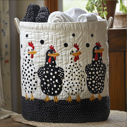 Polka Dots Quilted Laundry Basket