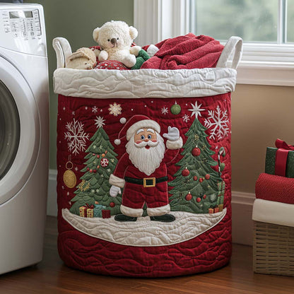 Santa's Joy Quilted Laundry Basket