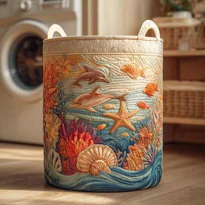 Sea Breeze Quilted Laundry Basket