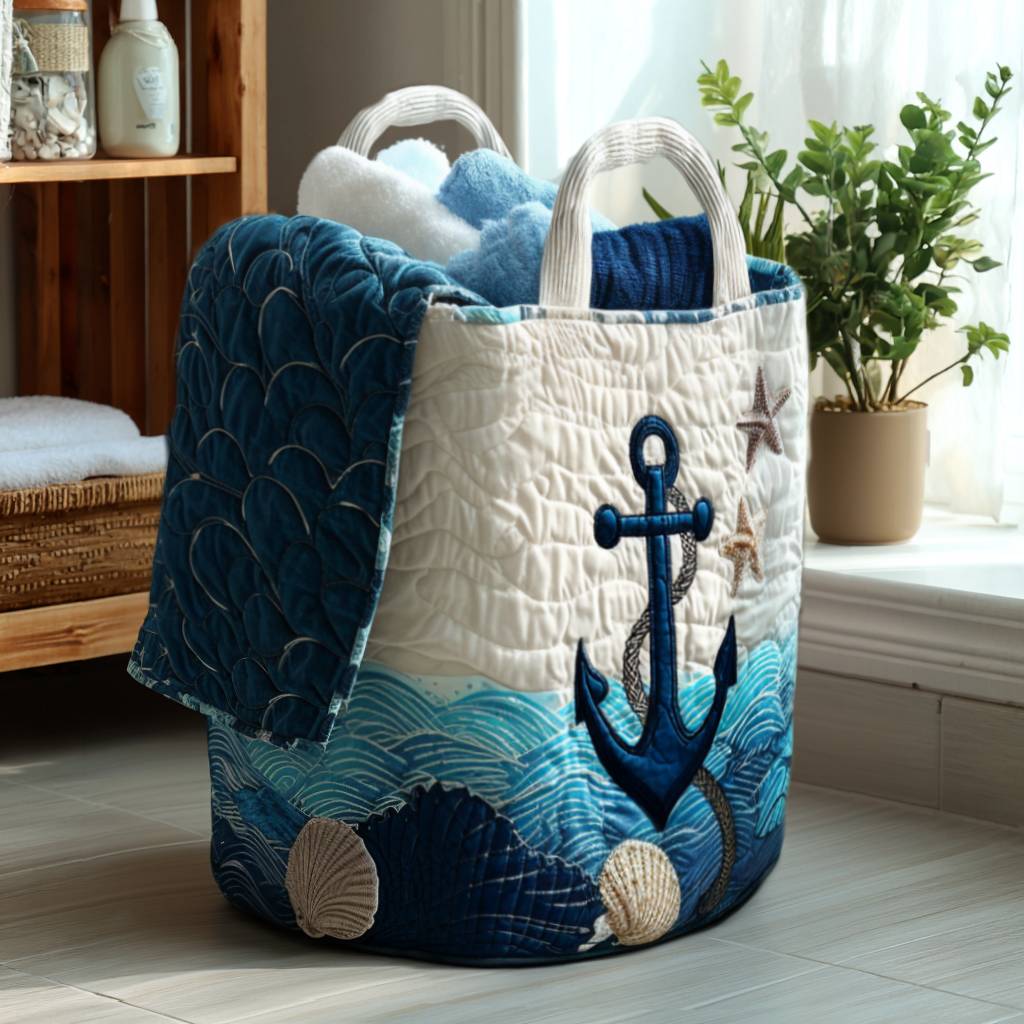 Set Sail Quilted Laundry Basket