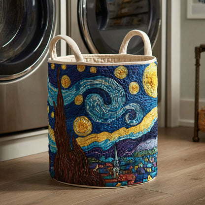 Star Pattern Quilted Laundry Basket