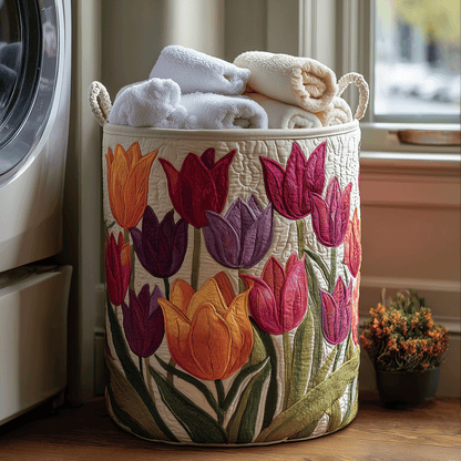Tulip Joy Quilted Laundry Basket