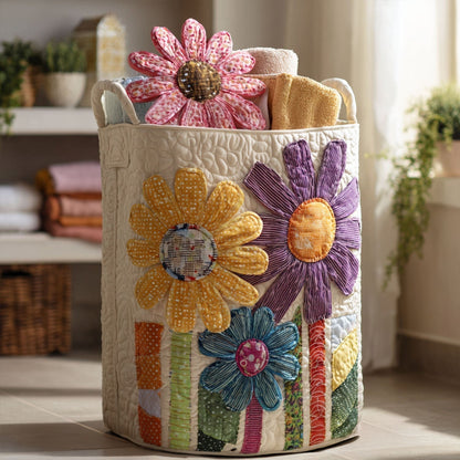 Vintage Flowers Quilted Laundry Basket