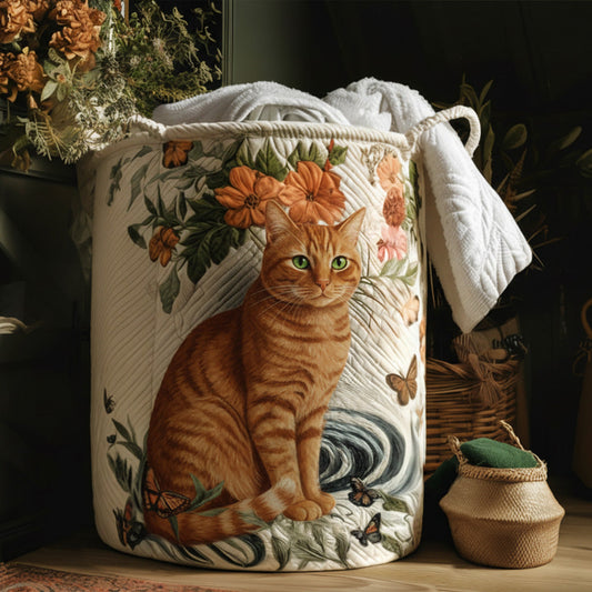 Warm Yellow Quilted Laundry Basket