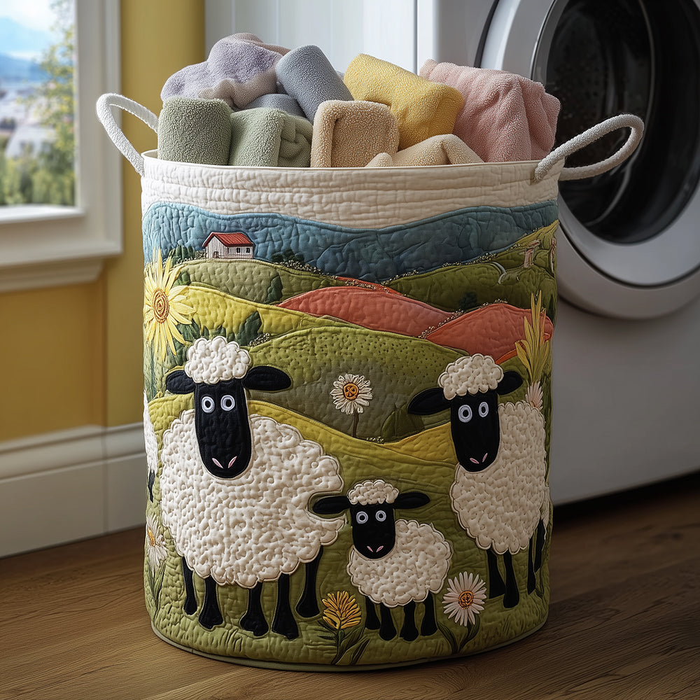 Wool Look Quilted Laundry Basket