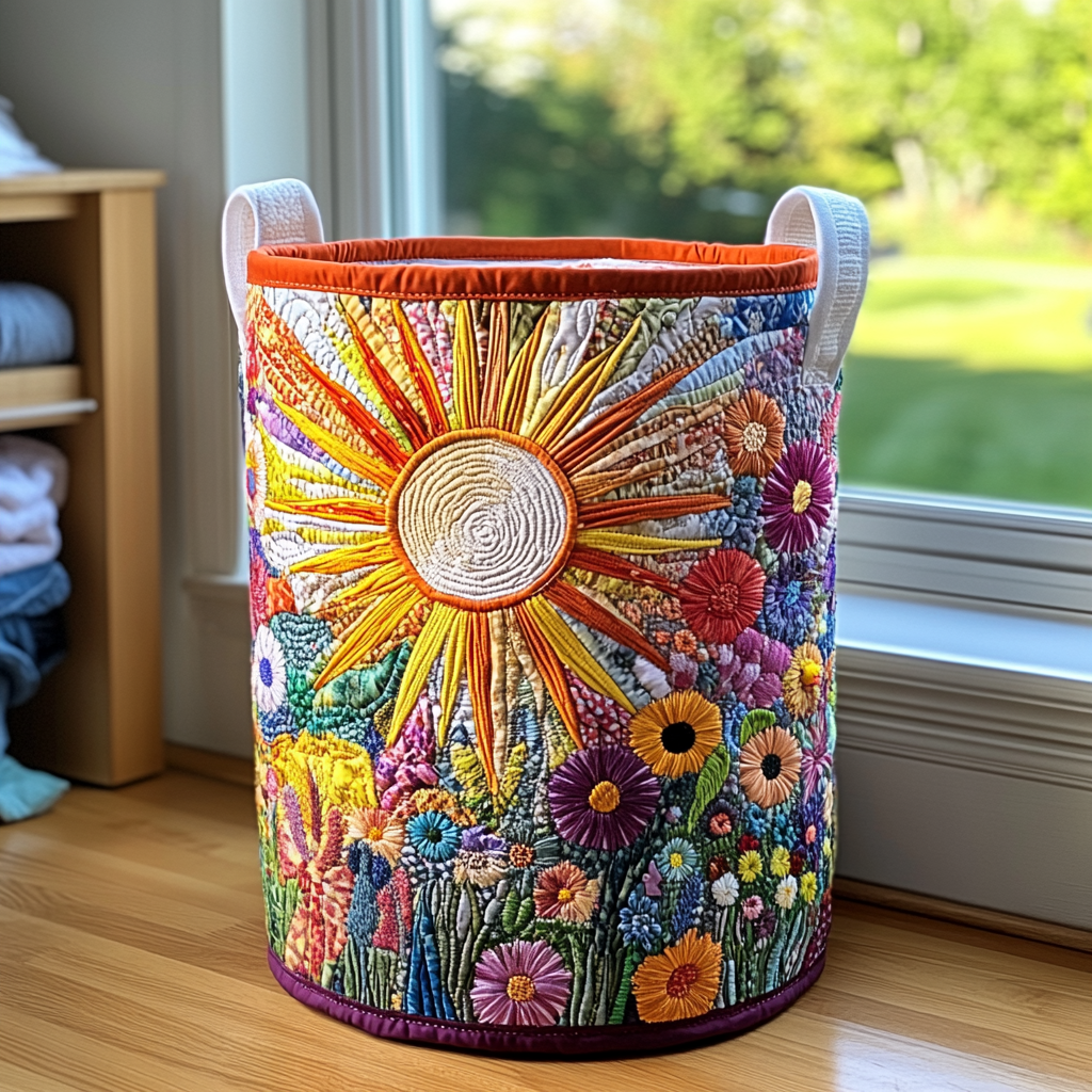 Gewatteerde wasmand Bloeiende zonnebloemen